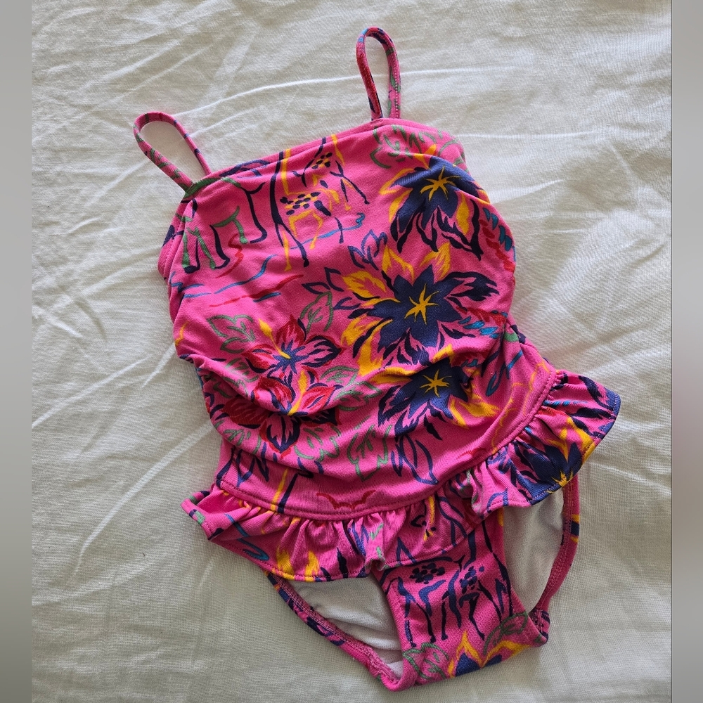 Ralph Lauren Little Girls Swim | Size 18m | Pink Tropical | One Piece